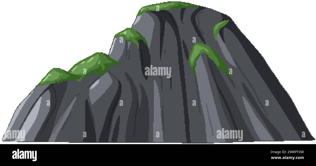 Vector graphic of a large, rocky mountain. Stock Vector
