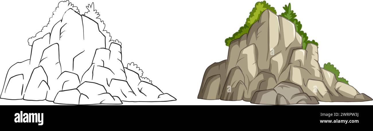 Two stages of a cliff, barren and vegetated Stock Vector Image & Art ...