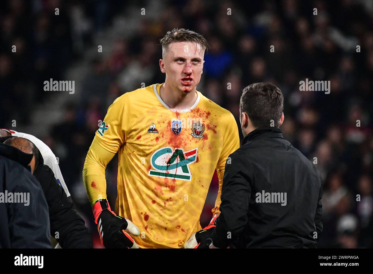 Paris, France. 13th Mar, 2024. OGC Nice's goalkeeper Marcin Bulka ...