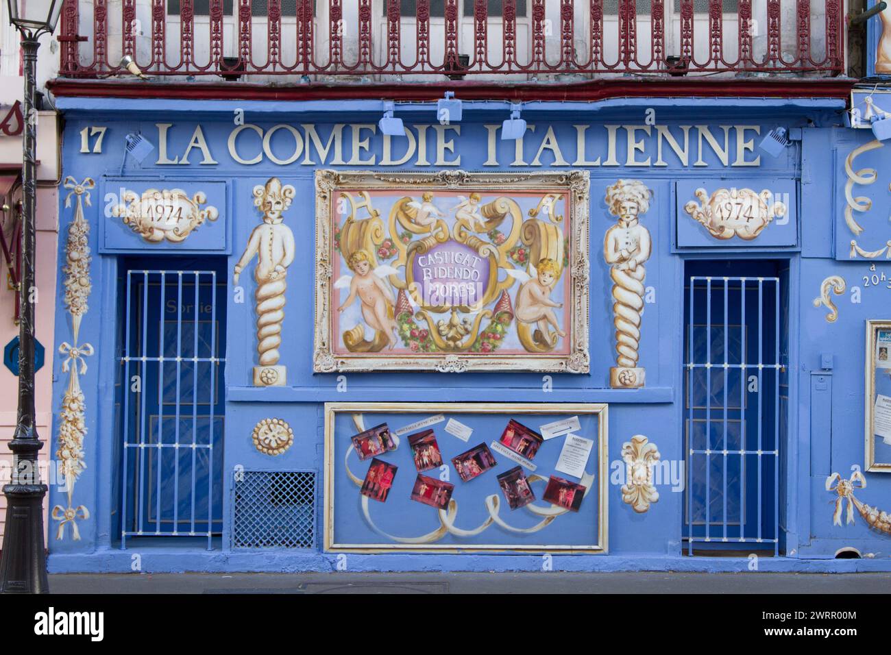 La Comédie Italienne is a theatre in the Montparnasse district of Paris, presenting Italian commedia dell'arte plays in French translation. Stock Photo