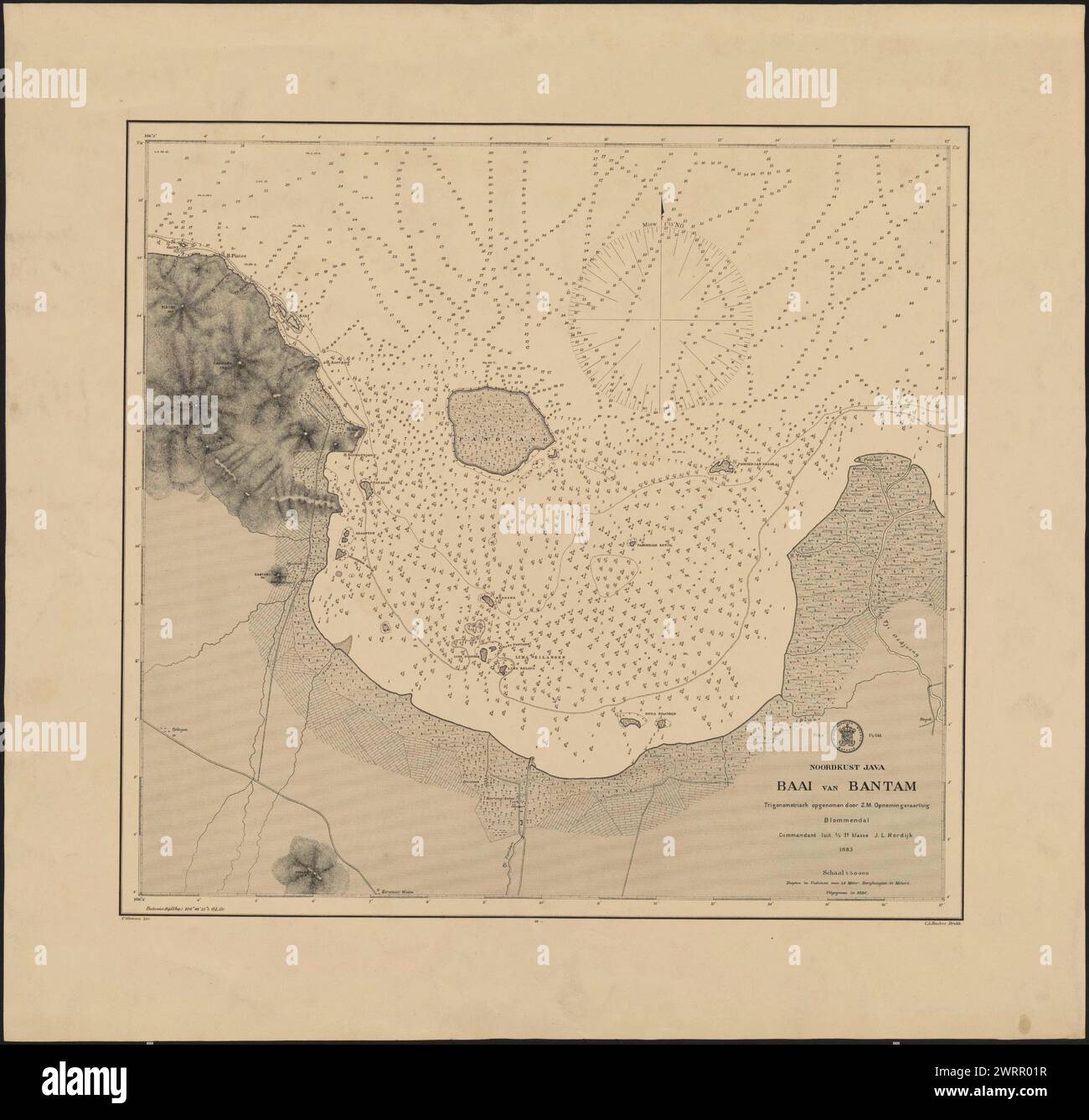 Map of Bantam Bay 1883 made by J.L. Hordijk Stock Photo