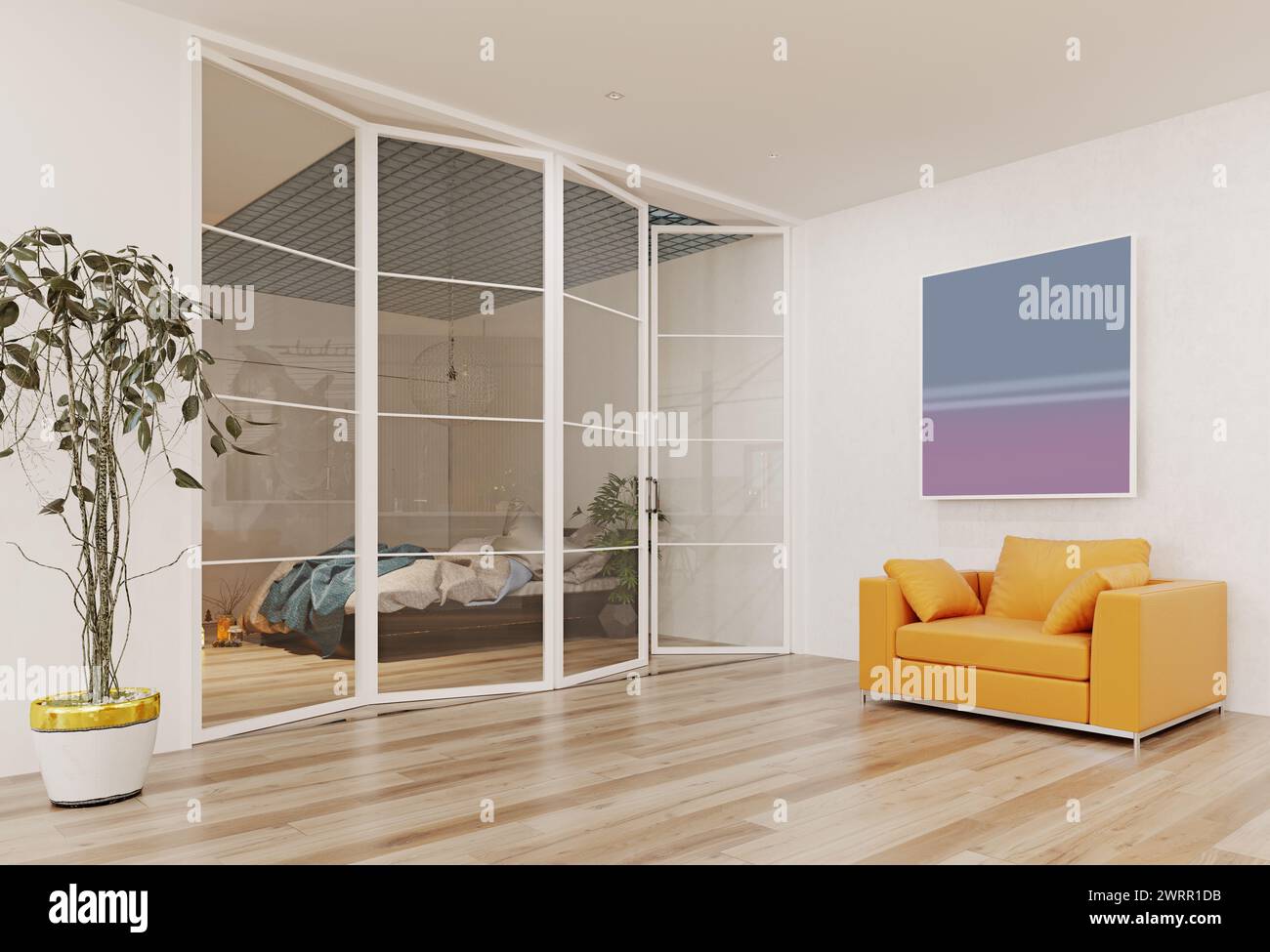 Modern  apartment  interior. 3d rendering design concept Stock Photo