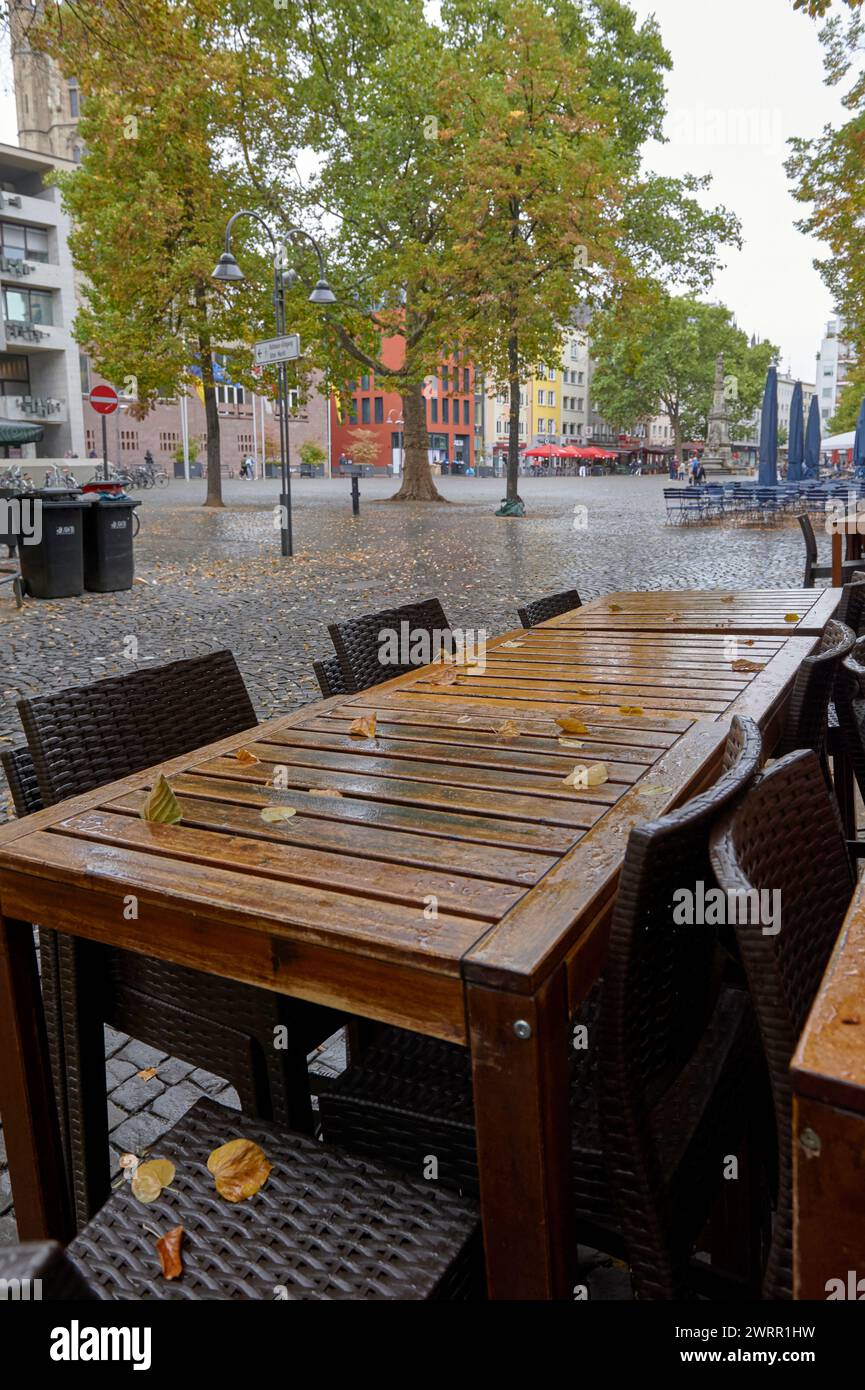 Street cafe in the center of Cologne, Germany Stock Photo
