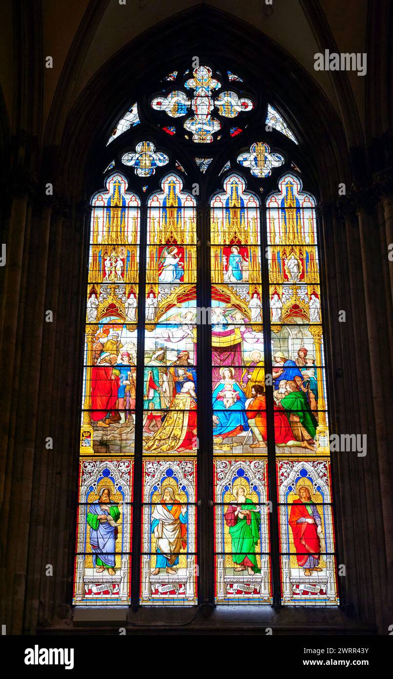 Impressive interior of the Cologne cathedral, Germany Stock Photo