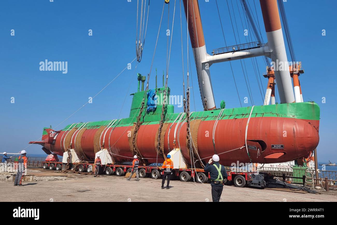 14th Mar, 2024. N. Korean submarine on display relocated A North Korean