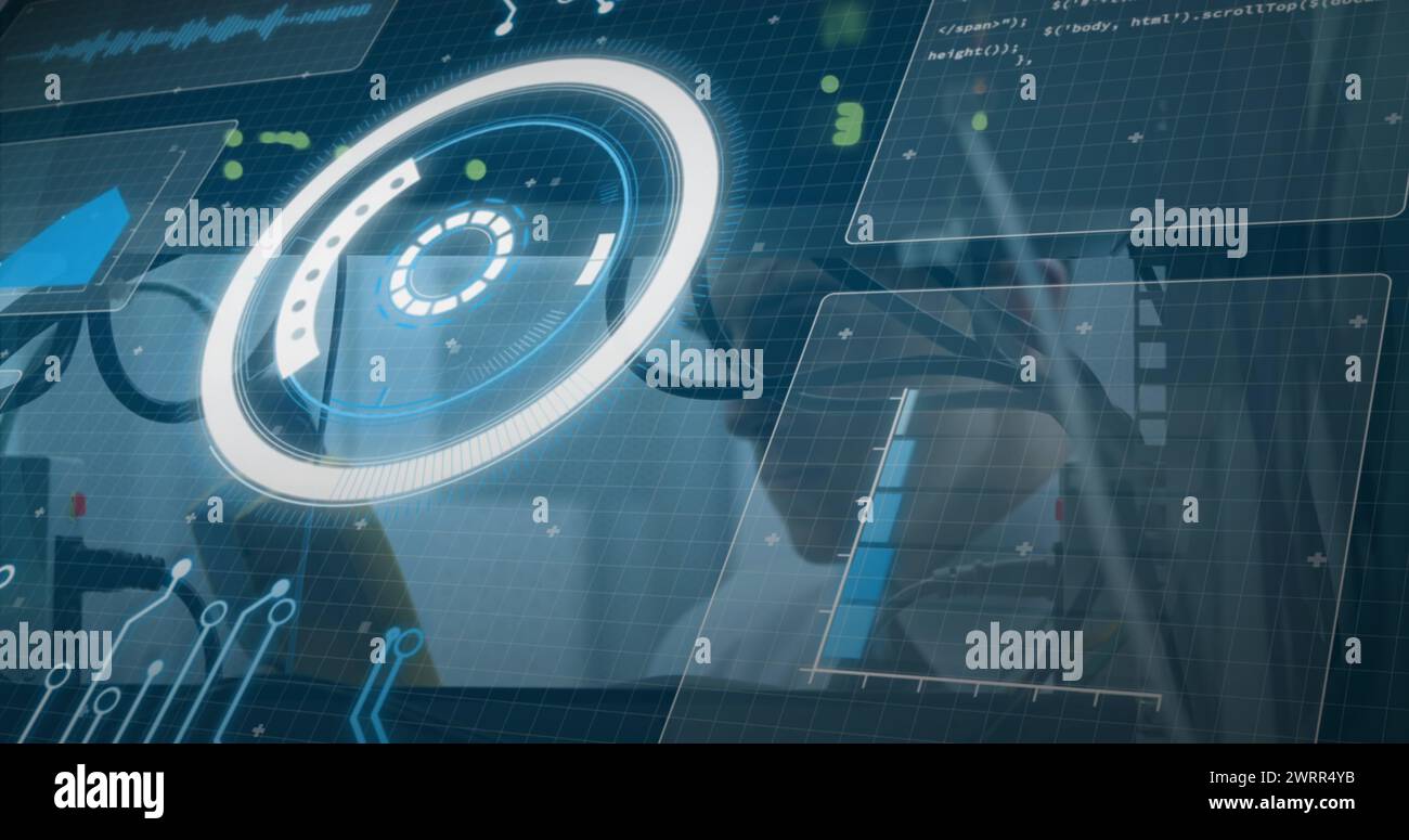 Image of digital interface over caucasian server room worker Stock ...