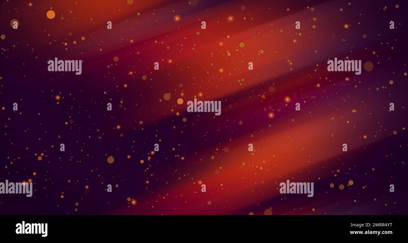 Glowing yellow light spots and bokeh moving over red glow on black