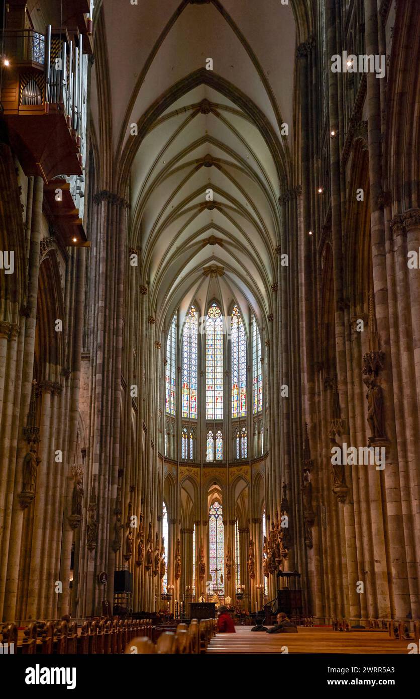 Impressive interior of the Cologne cathedral, Germany Stock Photo