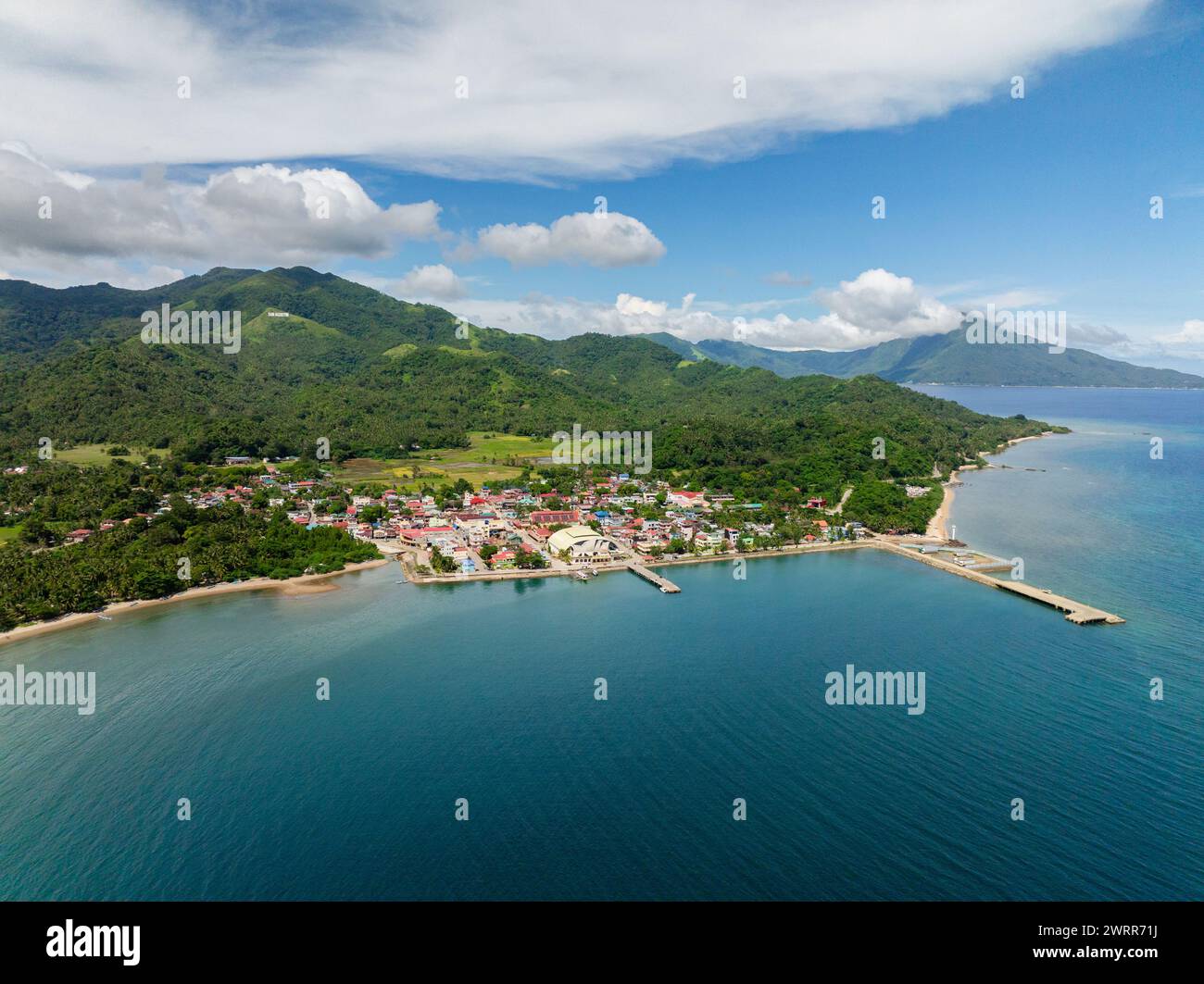 City with buildings and ports in San Agustin. Tablas Island. Romblon, Philippines. Stock Photo