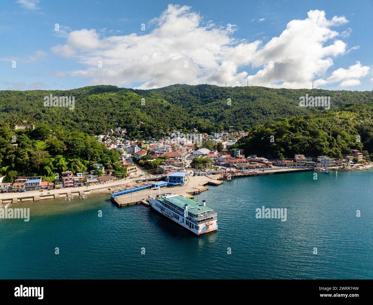 City with buildings and residential area near the coast. Romblon, Philippines. Stock Photo