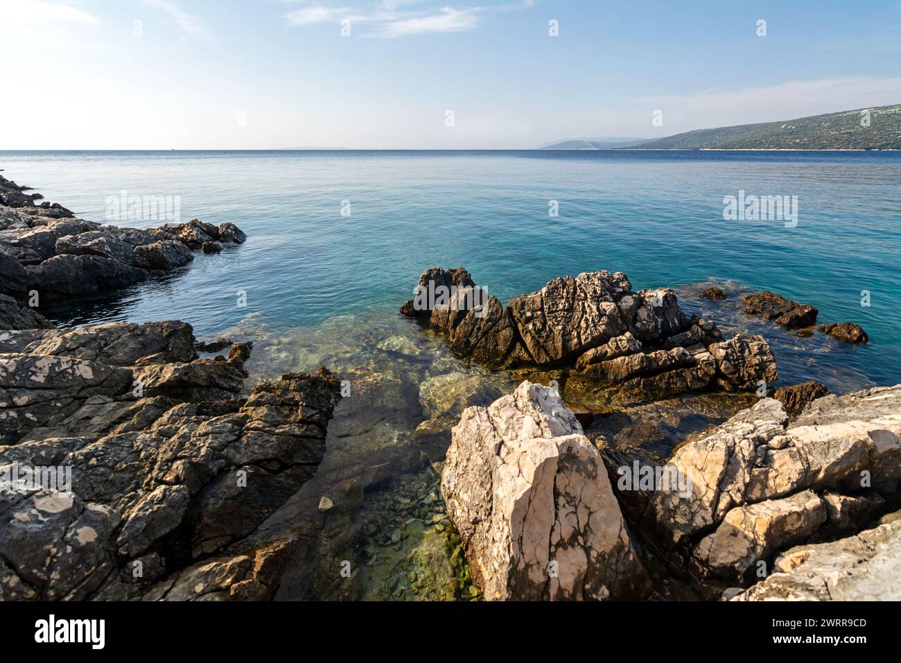 Beautiful rugged bay near Osor on the island of Losinj in the Adriatic Sea, Croatia Stock Photo