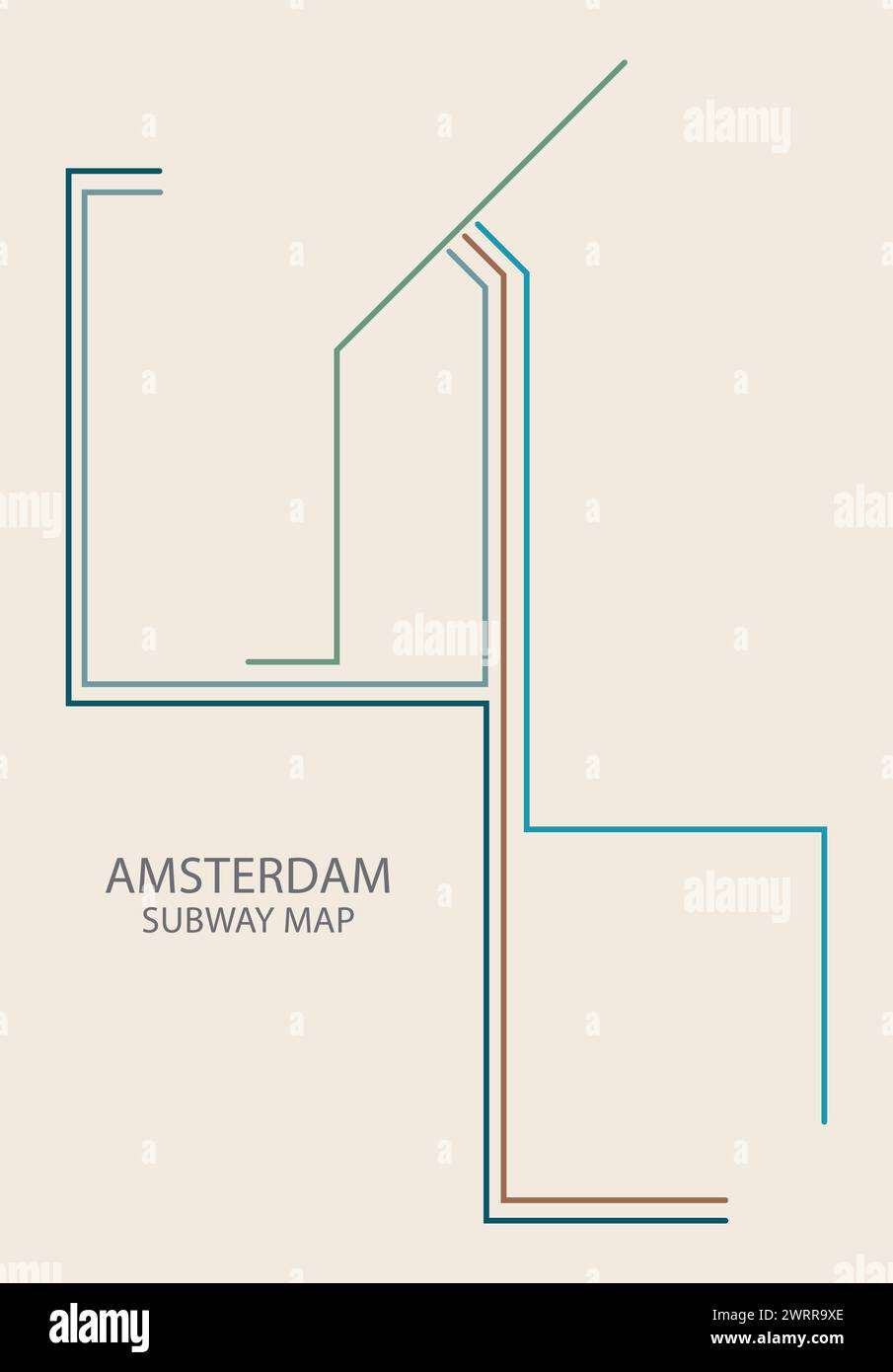 Amsterdam city subway vector map colored Stock Vector Image &amp; Art - Alamy