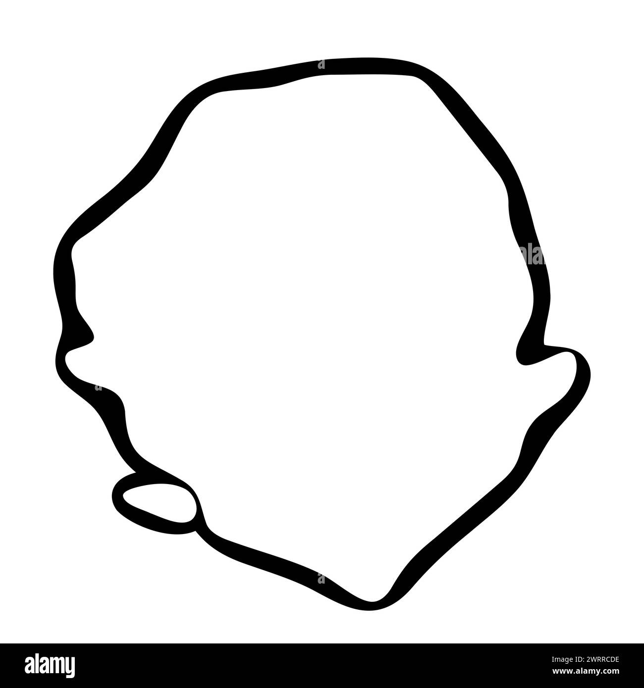 Sierra Leone country simplified map. Black ink smooth outline contour ...