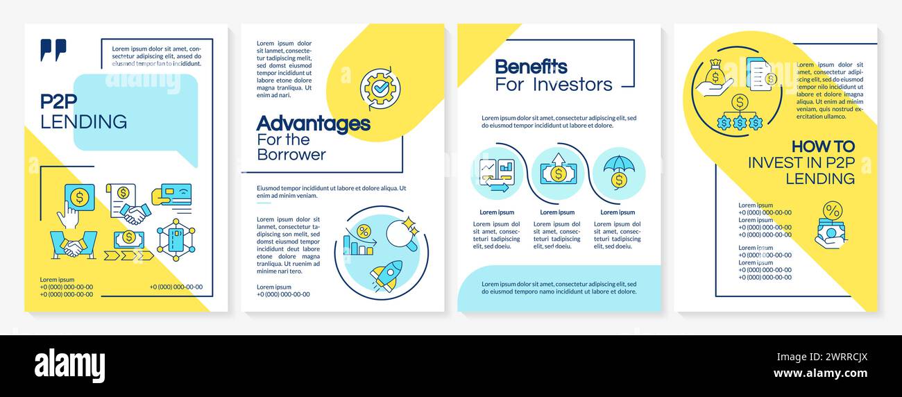 P2P platform blue and yellow brochure template Stock Vector Image & Art ...