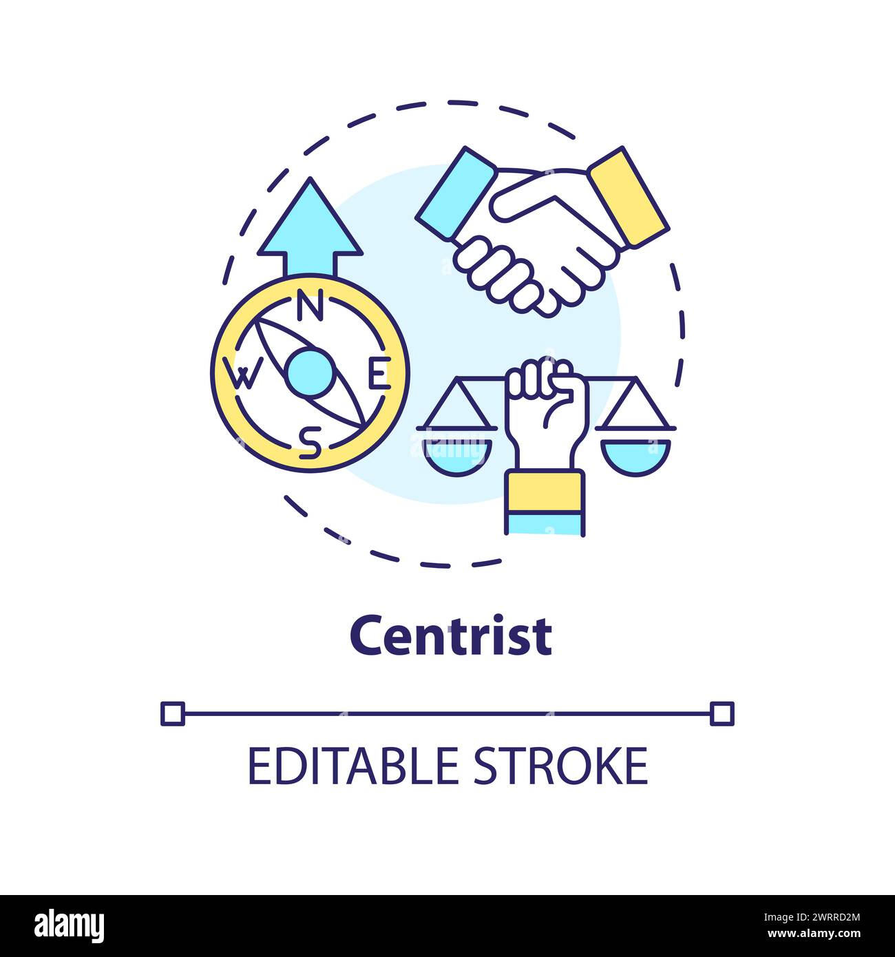 Centristic ideology multi color concept icon Stock Vector