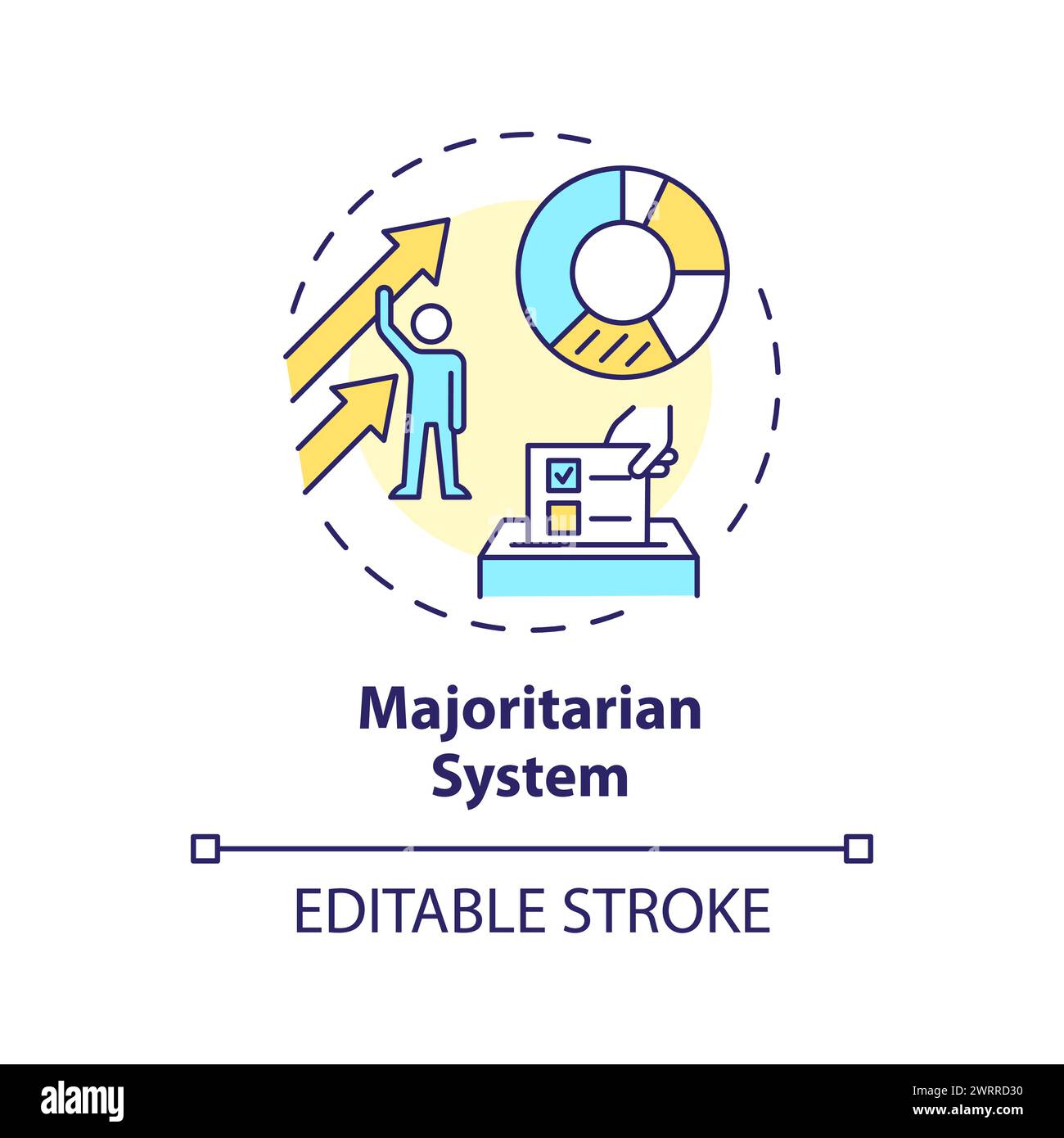 Majoritarian system multi color concept icon Stock Vector