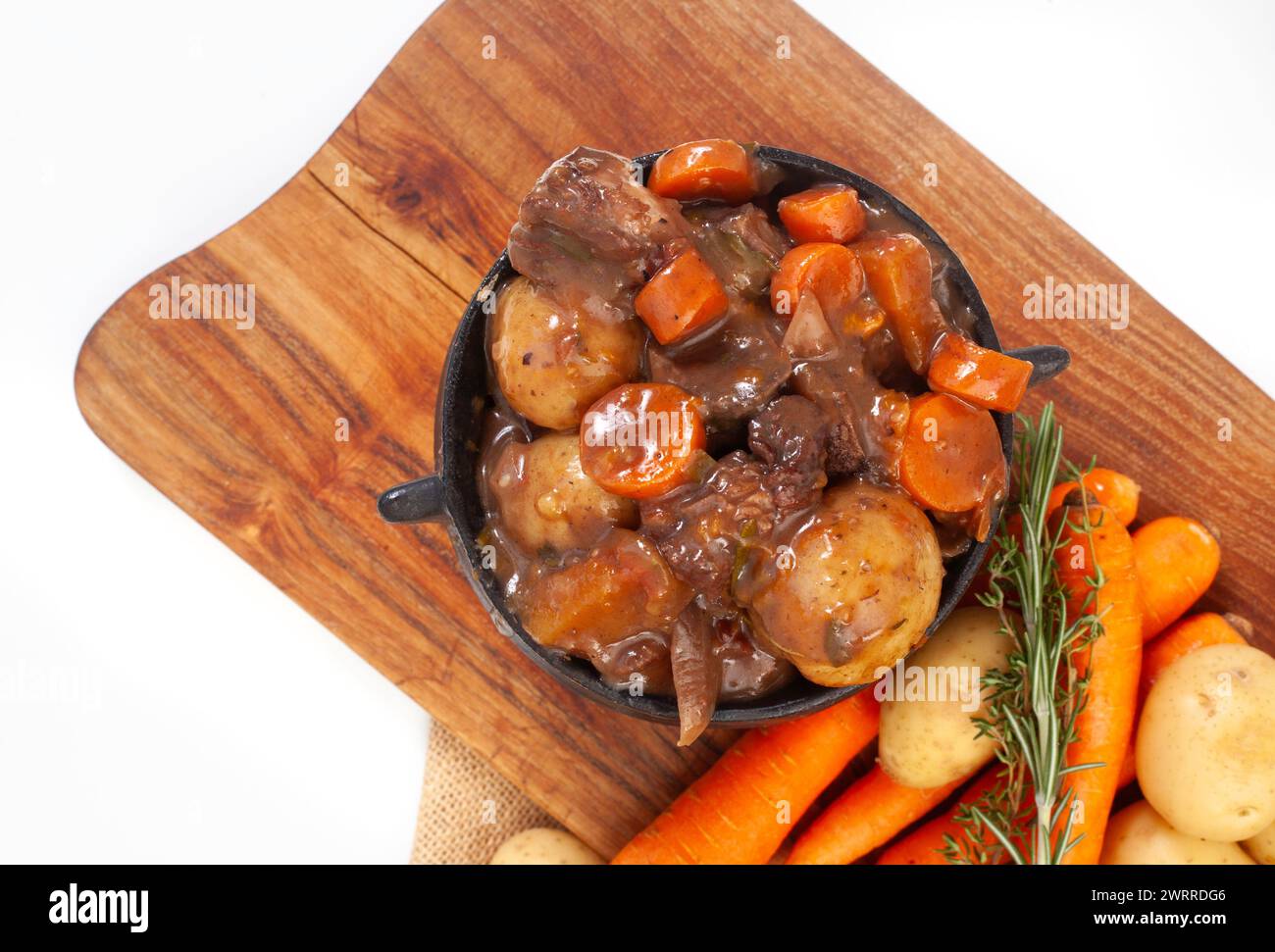 Traditional South African pot (potjie). Stew cooked in cast iron pot