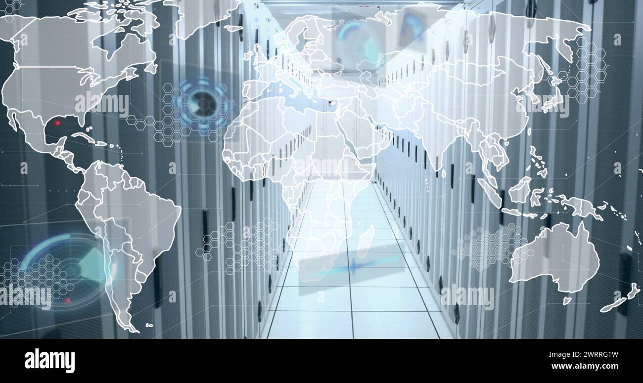 Image of world map and data processing on charts and graphs over ...