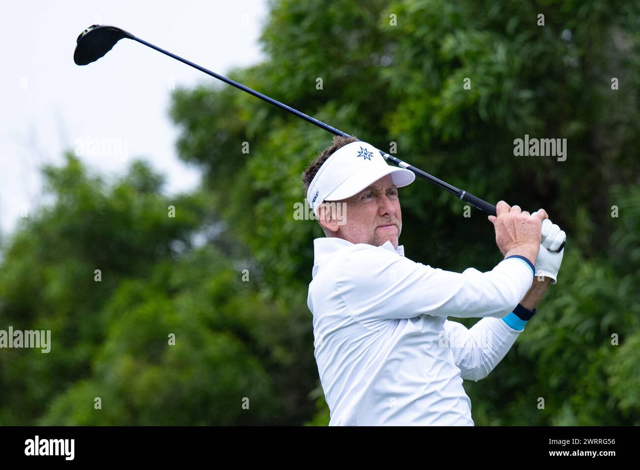 Macao. 14th Mar, 2024. Ian Poulter of England competes during the round 1 match at the International Series Macao of golf tournament in south China's Macao, March 14, 2024. Credit: Cheong Kam Ka/Xinhua/Alamy Live News Stock Photo