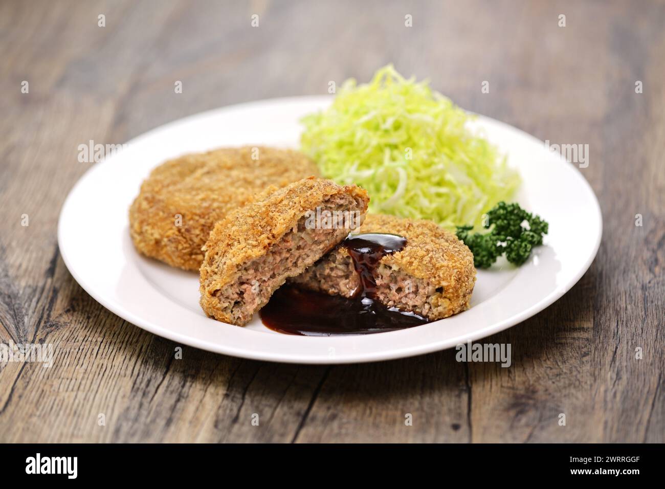 homemade Menchikatsu(minced meat cutlet), Japanese western food Stock Photo