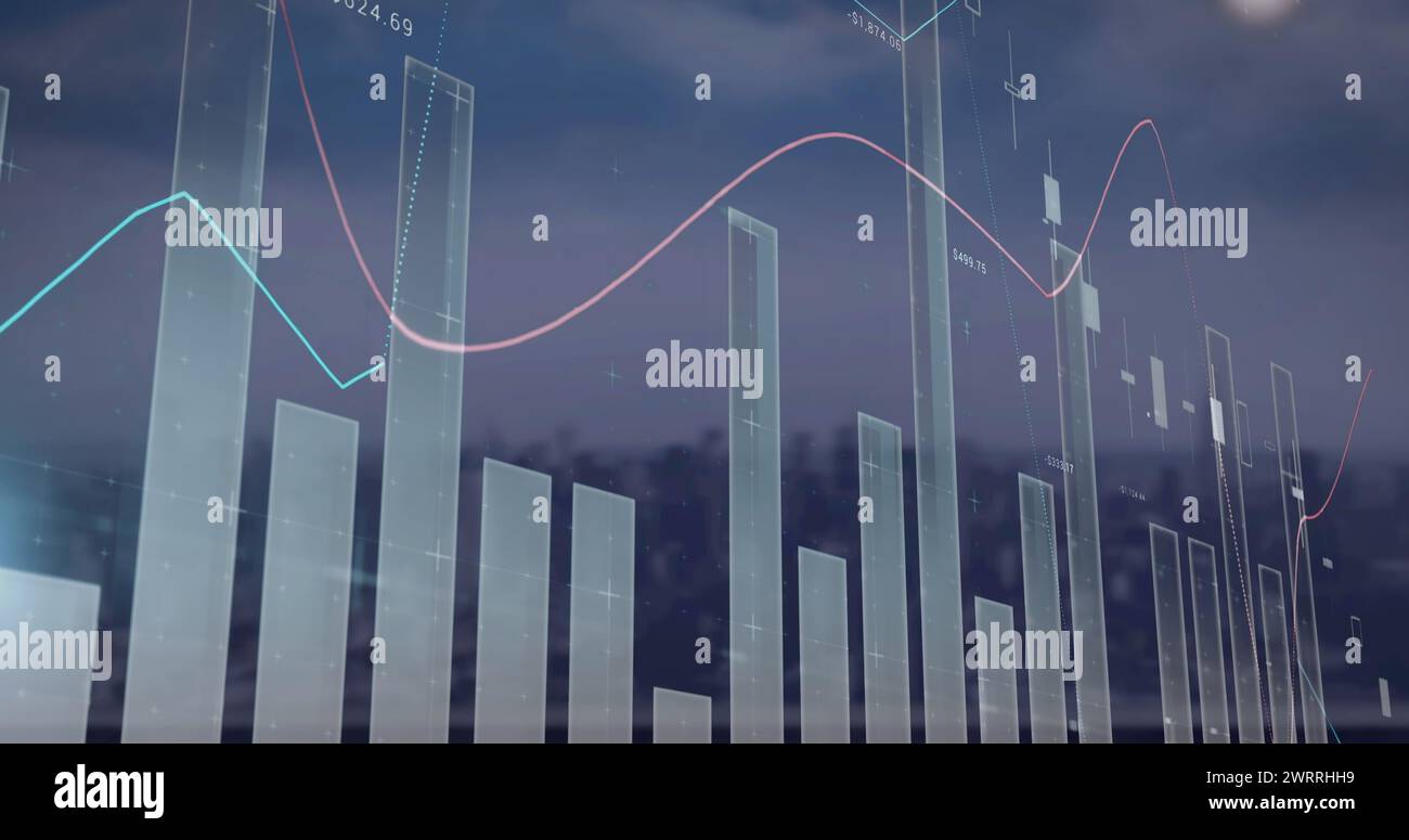 Image of data processing over landscape Stock Photo - Alamy