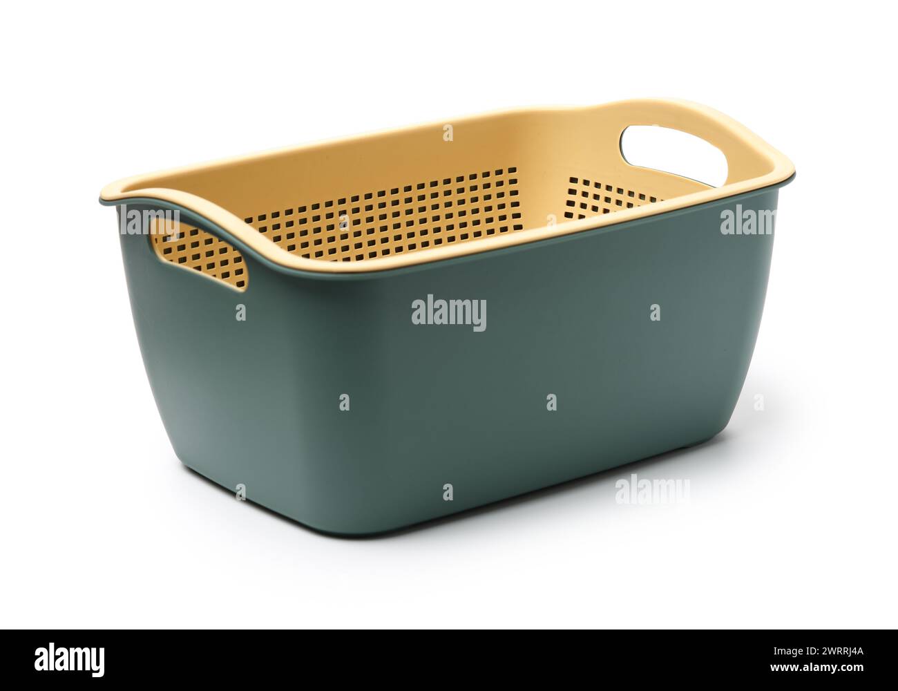 Empty plastic fruit or bread basket on white background Stock Photo