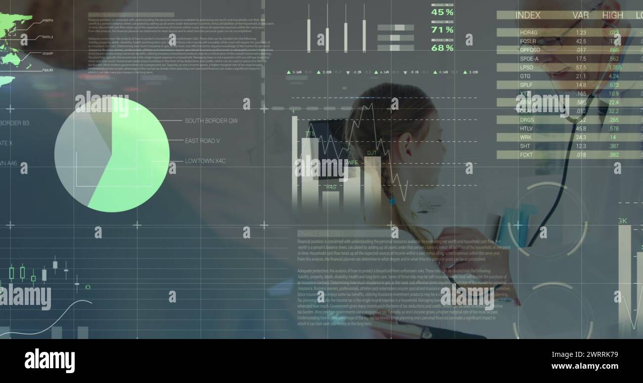 Image of data processing over caucasian male doctor treating patient ...