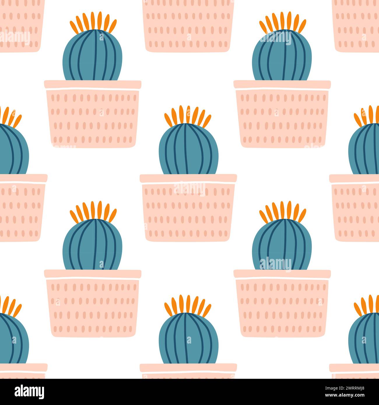 Cute cactus seamless pattern. Desert spiny plant, mexico cacti flower ...