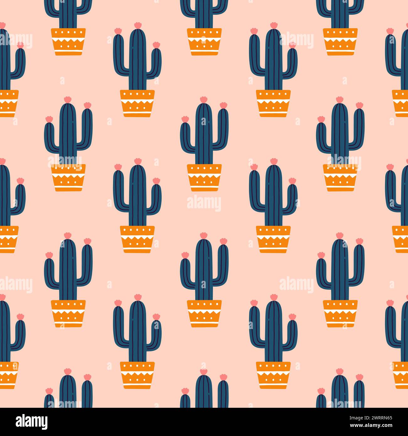 Cute cactus seamless pattern. Desert spiny plant, mexico cacti flower ...