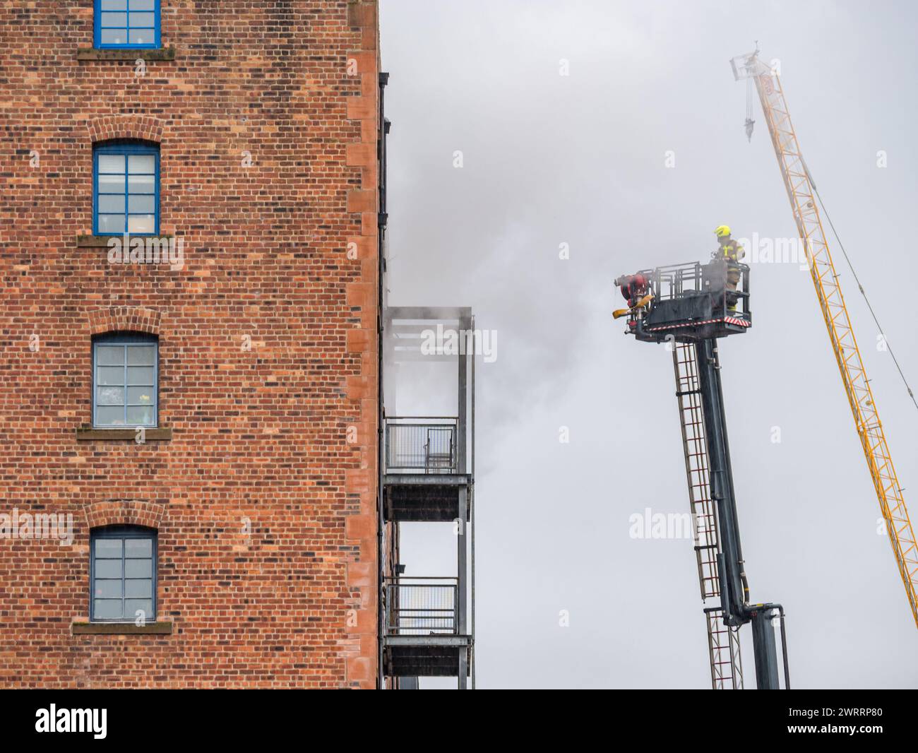 Edinburgh, Scotland, UK, 14th March 2024. Fire at block of flats in Bonnington a major fire