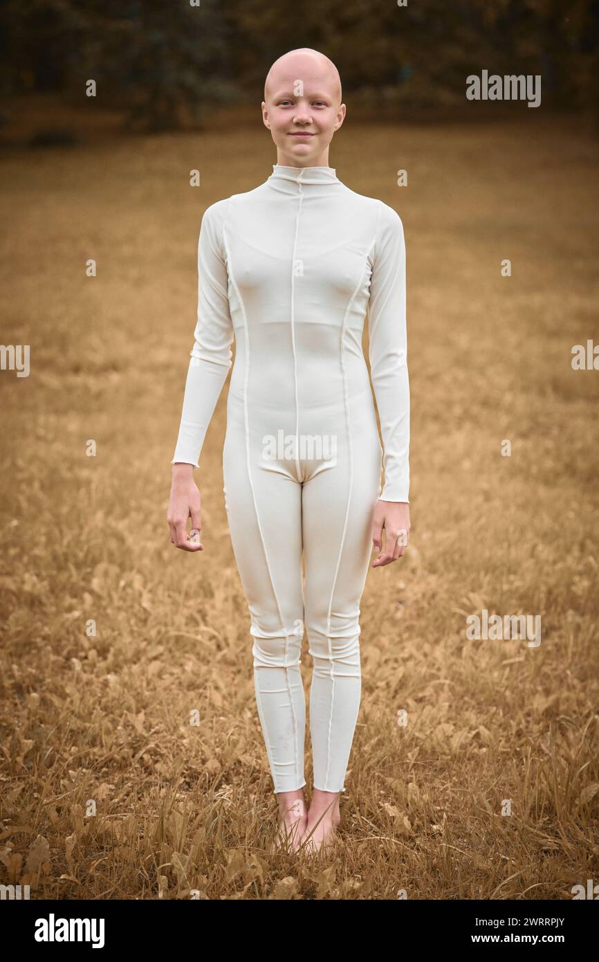 Full length portrait of young hairless