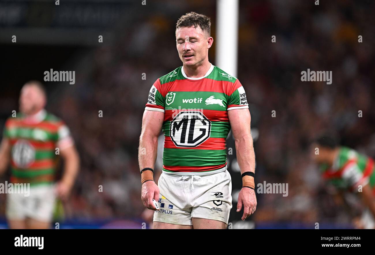 Brisbane, Australia. 14th Mar, 2024. Damien Cook of the Rabbitohs ...