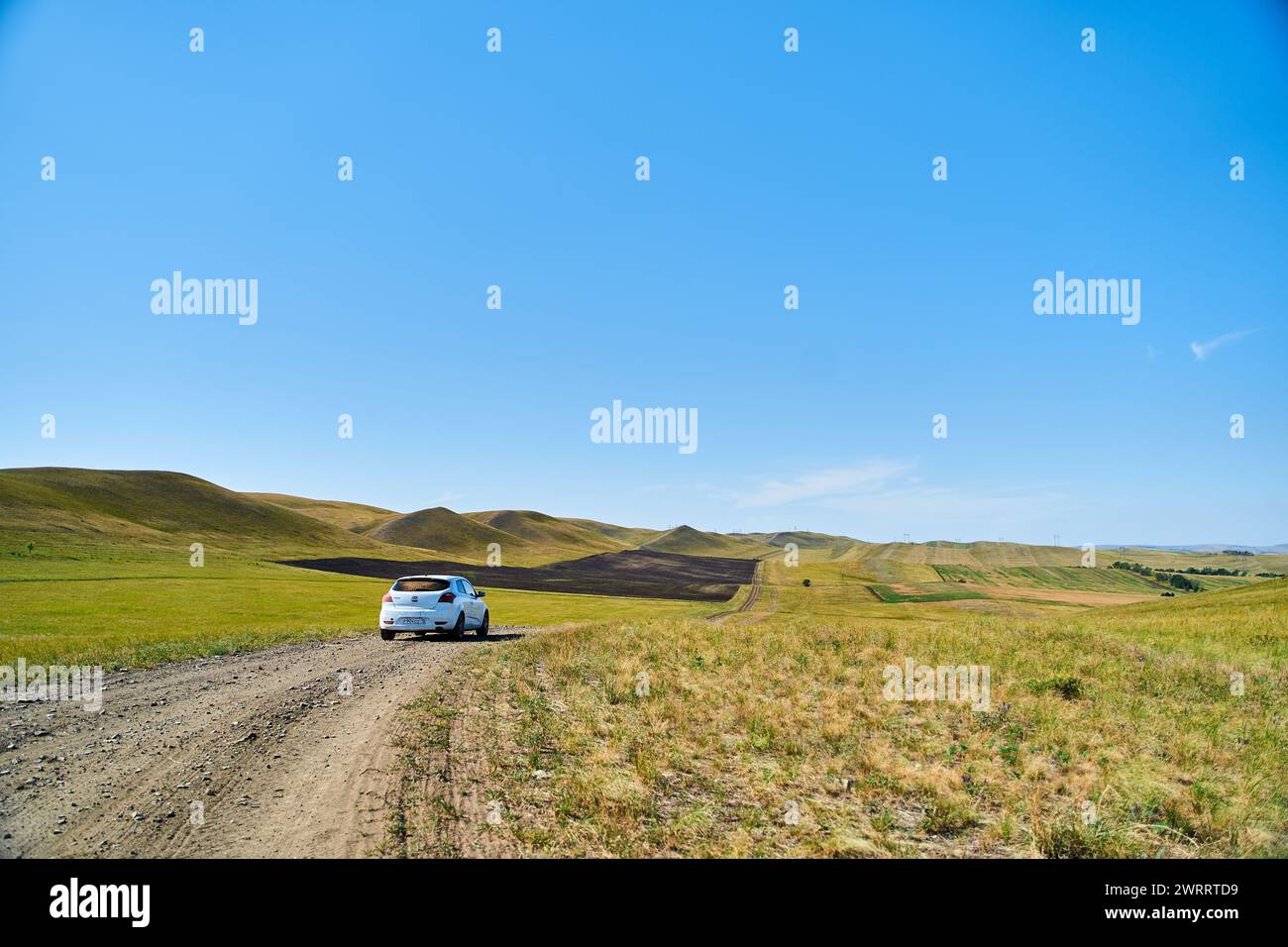 View of the Long Mountains Ridge. The beginning of the Ural mountains. Orenburg region. Stock Photo