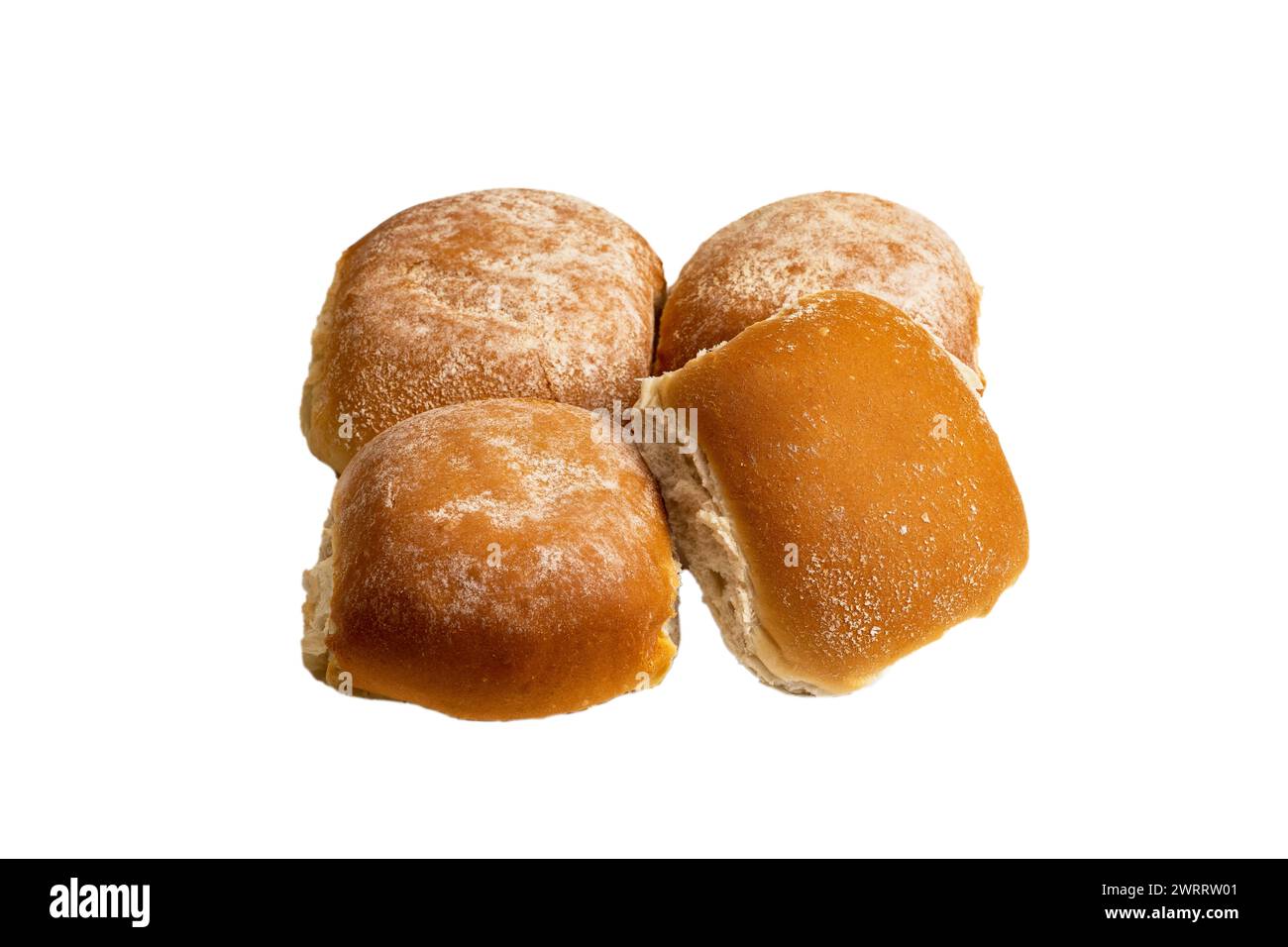The bakery product of white rolls  on a white background Stock Photo