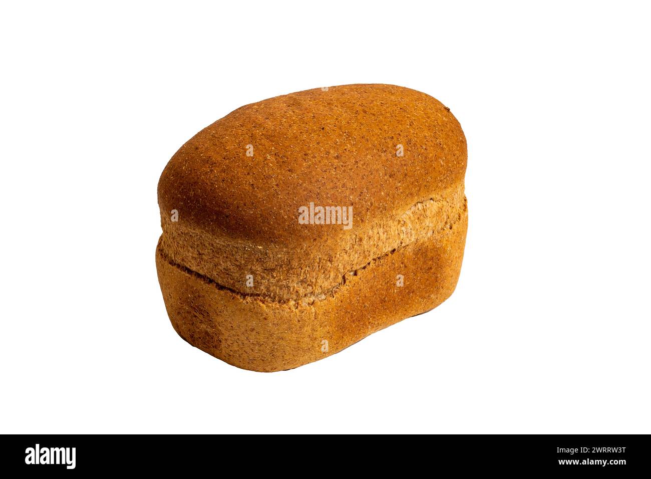 The bakery product of a brown loaf of bread on a white background Stock Photo
