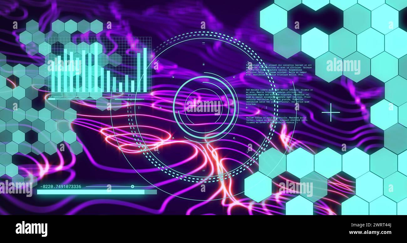 Image of scope, statistics, data processing and network of connections ...