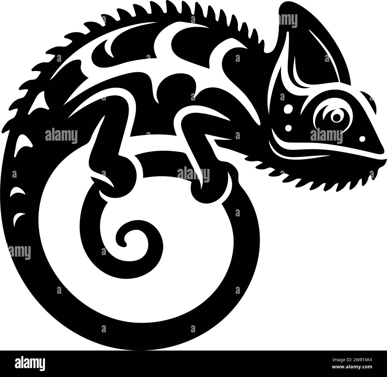 Chameleon silhouette clip art logo. Vector illustration Stock Vector