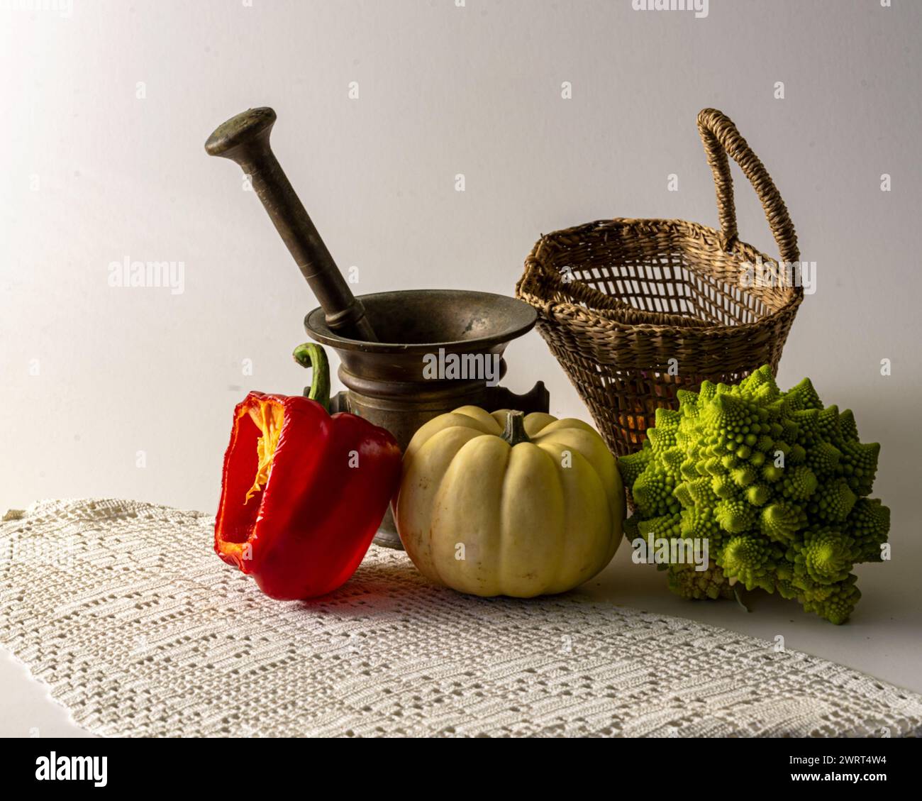 still life on a light background, various objects, healthy organic ...