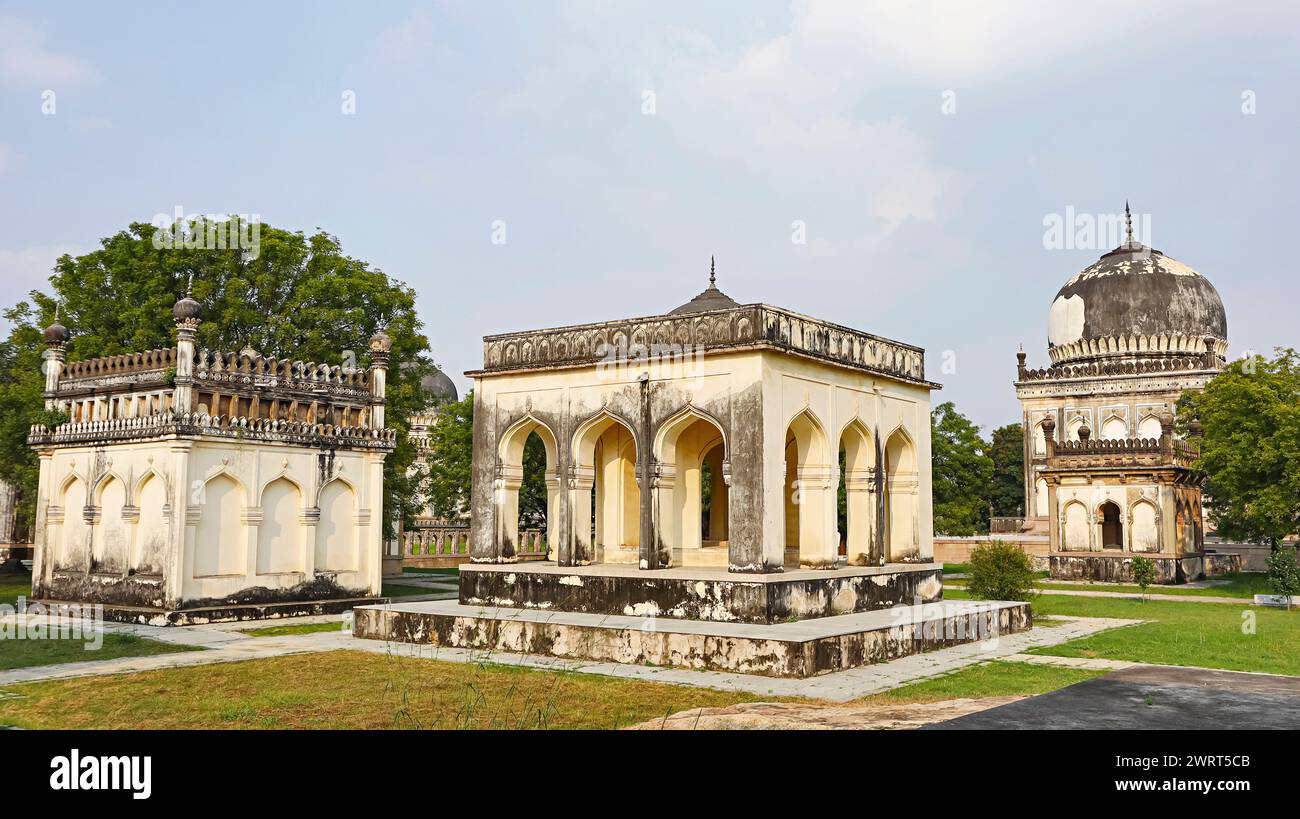 Tombs inside the Campus of Qutub Shahi Tomb, Hyderabad, Telangana, India. Stock Photo