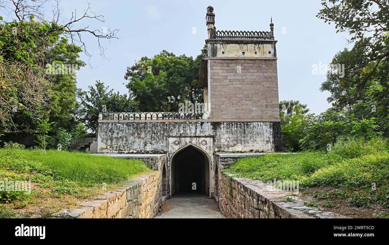 View of Gateway of Qutub Shahi Tombs, Hyderabad, Telangana, India. Stock Photo