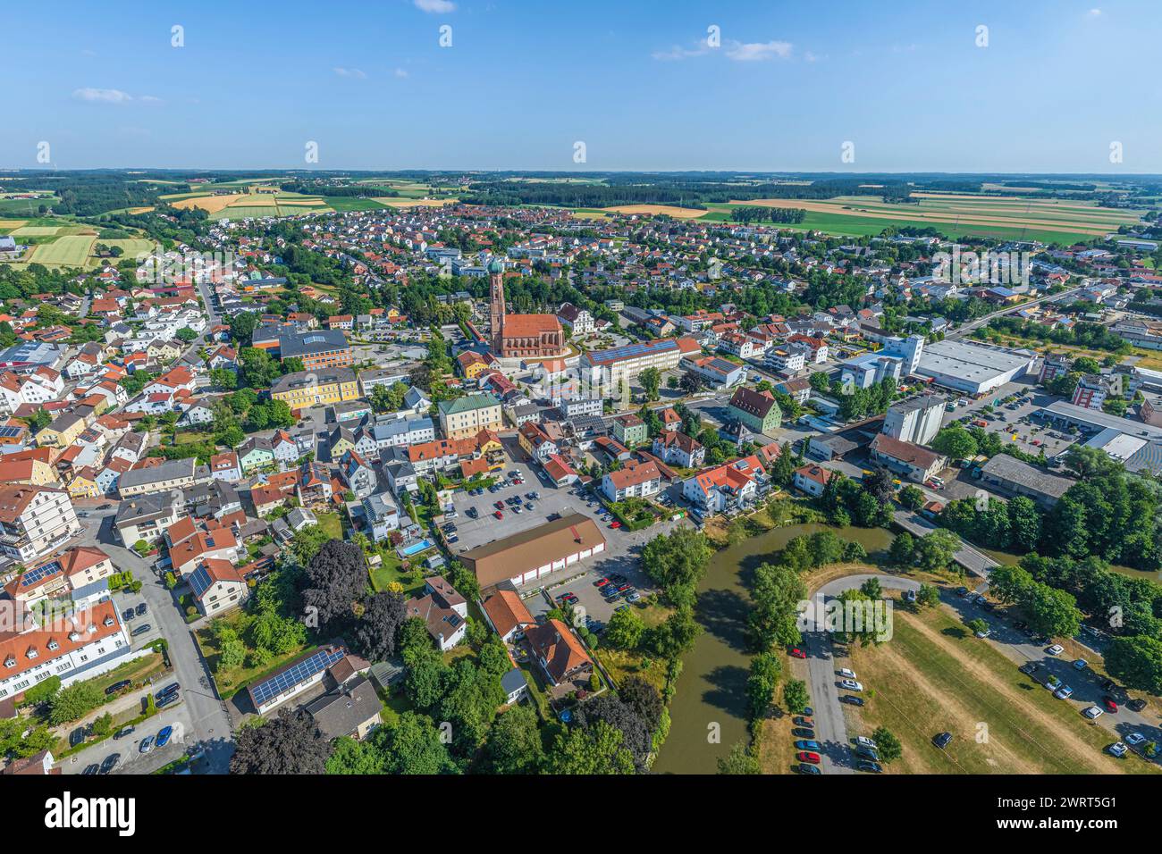 View of the town of Vilsbiburg in Lower Bavaria Stock Photo