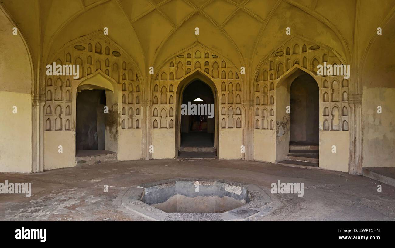 Inside View of Bhagmati Palace, Golconda Fort, Hyderabad, Telangana, India. Stock Photo