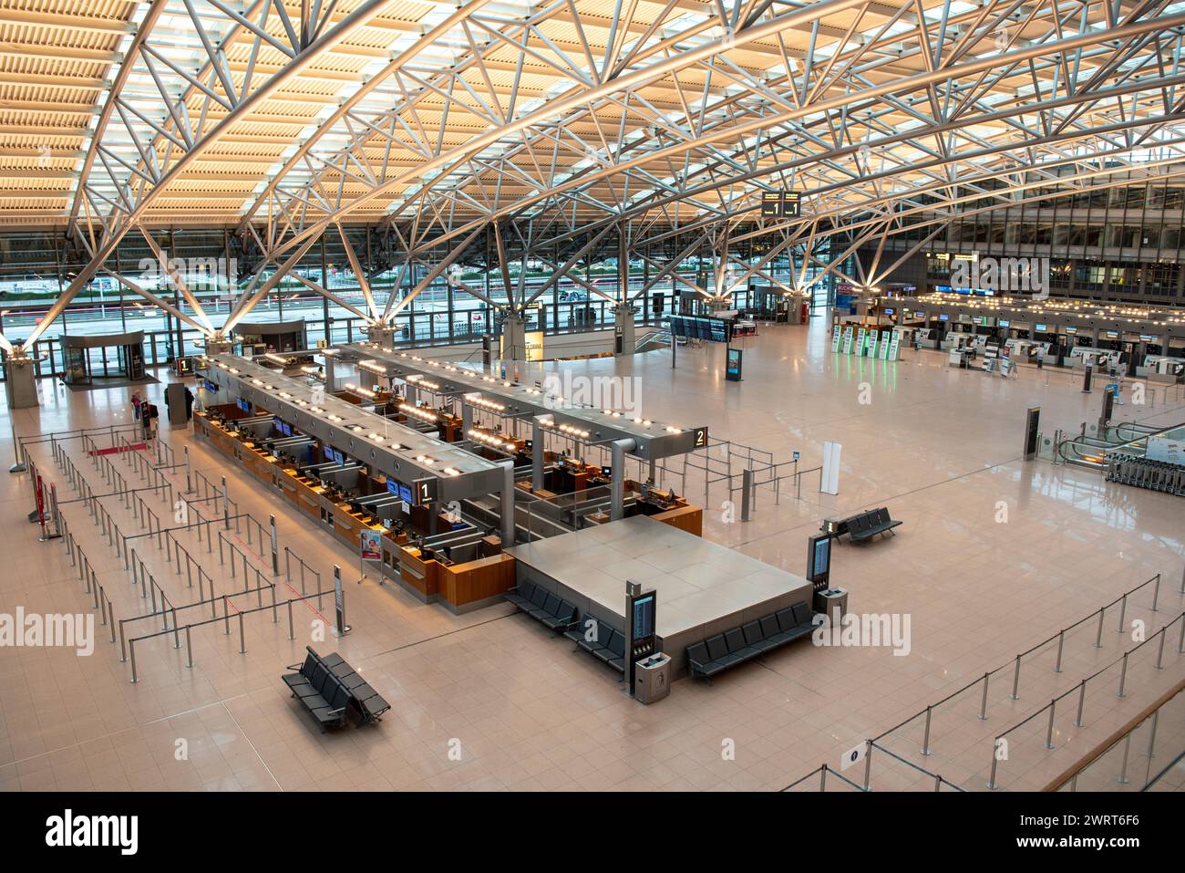Hamburg, Germany, March, 14, 2024 - Verdi strike by security staff. Empty check-in and waiting areas at terminal 1 Stock Photo