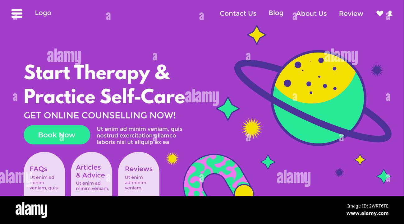 Therapy and practice self care online counselling Stock Vector