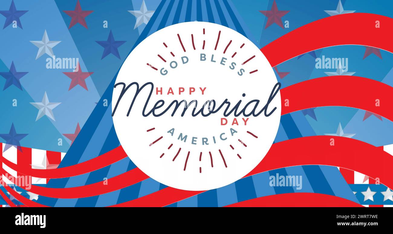 Image of happy memorial day text over american flag stars and stripes ...