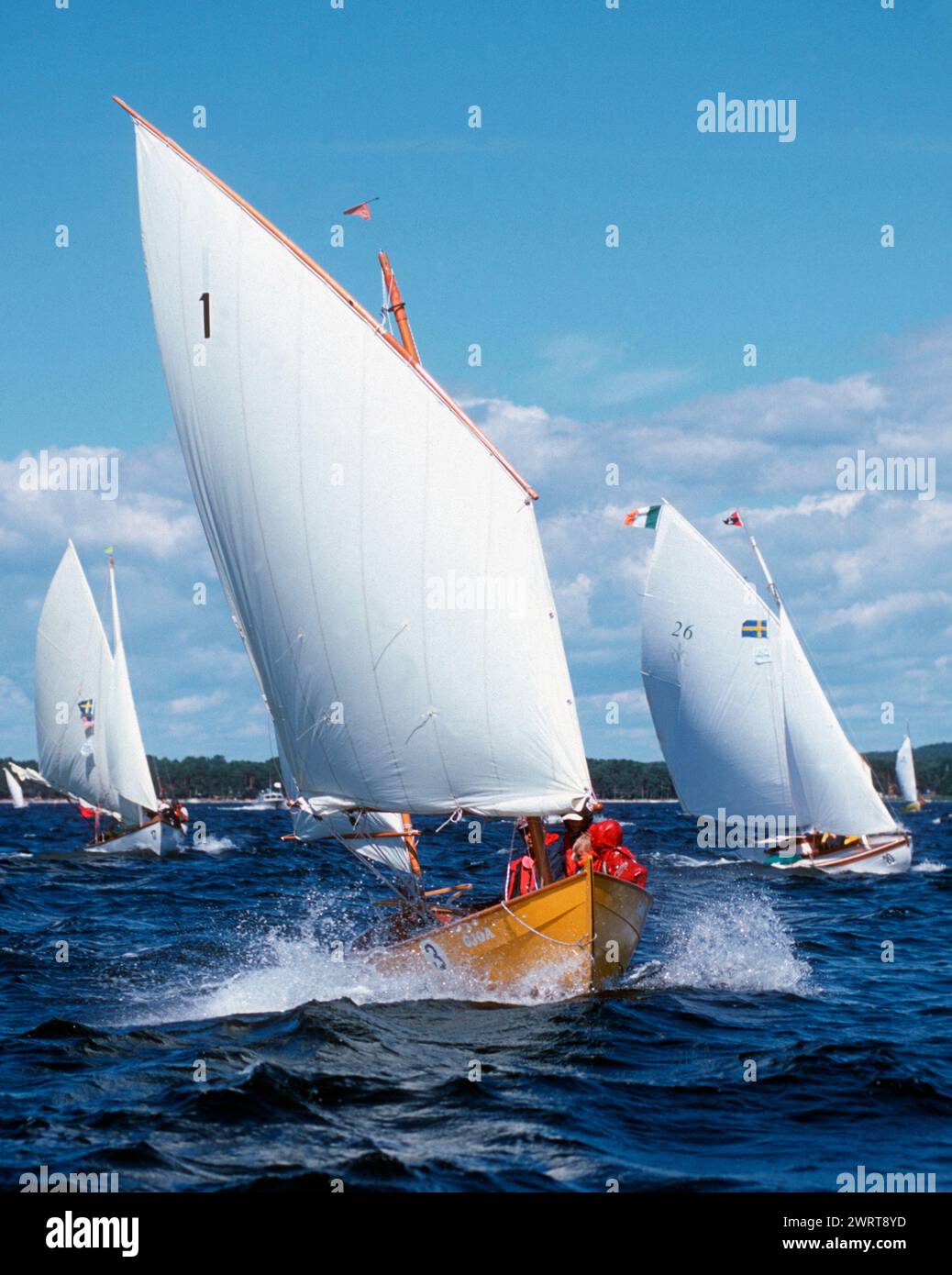 The Iain Oughtred-designed Caledonia Yawl GJOA taking part in the Blekinge Archipelago Raid, Sweden Stock Photo