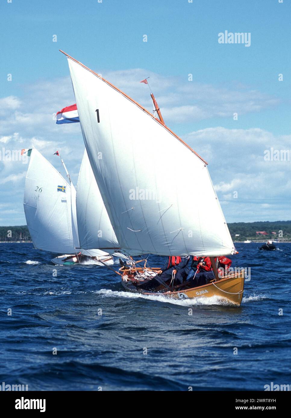 The Iain Oughtred-designed Caledonia Yawl GJOA taking part in the Blekinge Archipelago Raid, Sweden Stock Photo