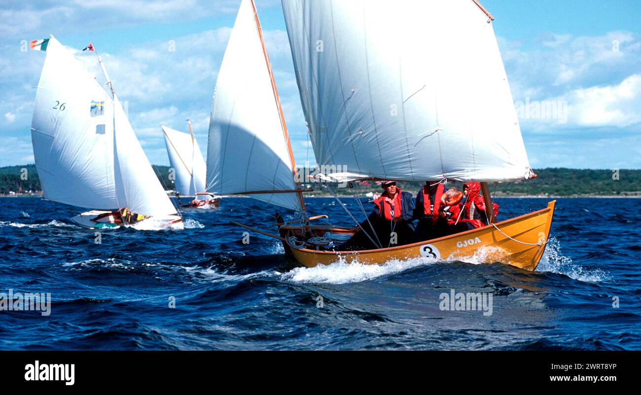 The Iain Oughtred-designed Caledonia Yawl GJOA taking part in the Blekinge Archipelago Raid, Sweden Stock Photo