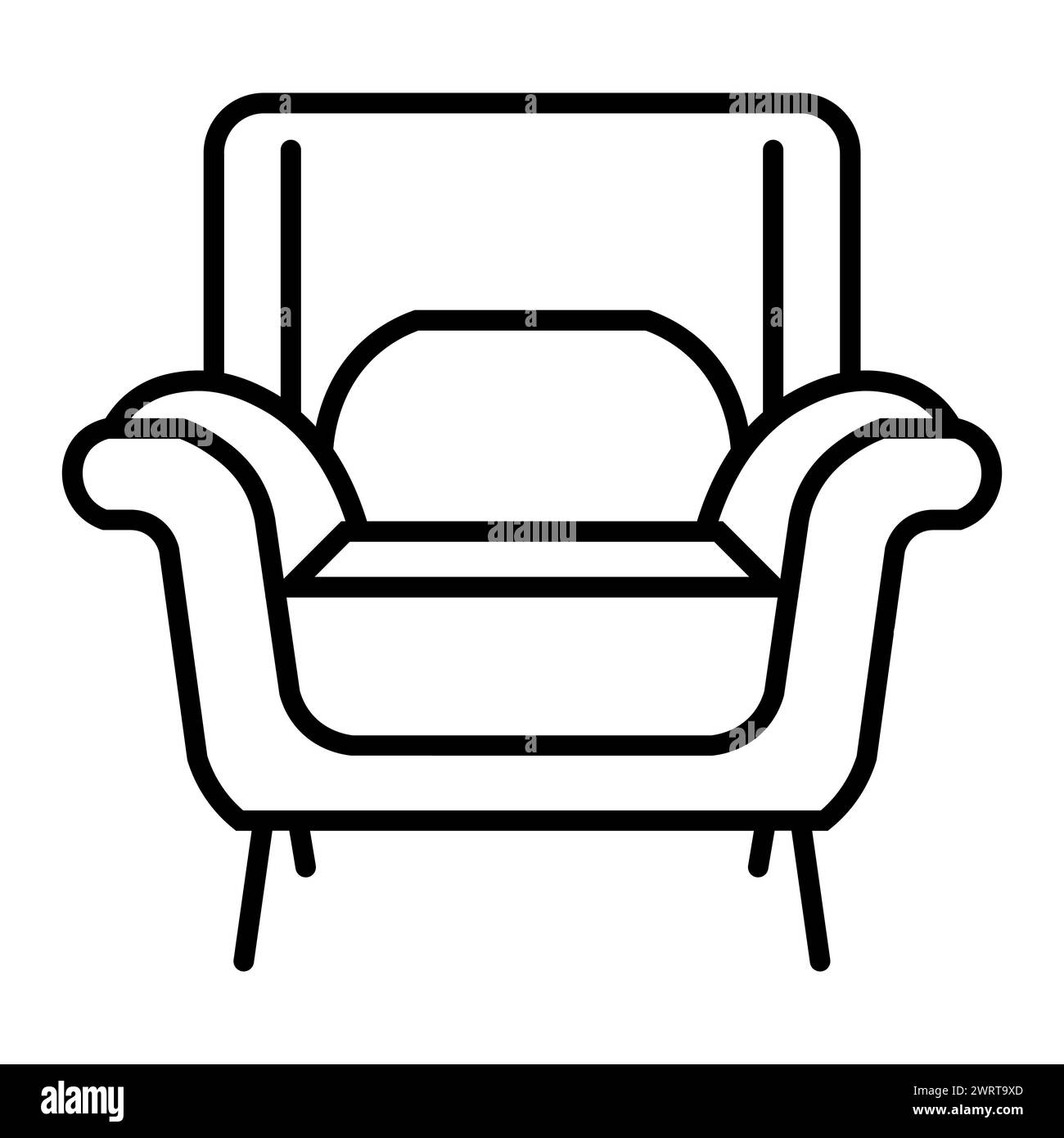 black vector armchair icon on white background Stock Vector