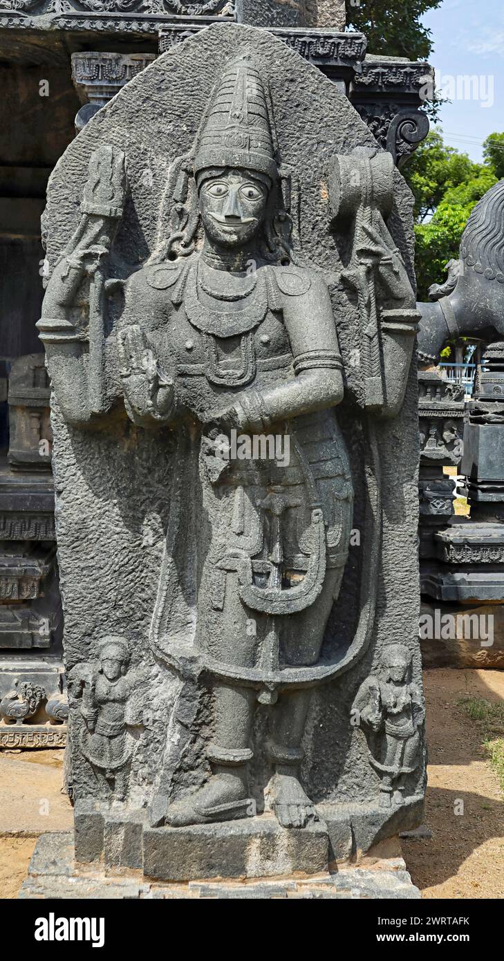 Sculpture of Dwarapala, Warangal Fort, Telangana, India. Stock Photo